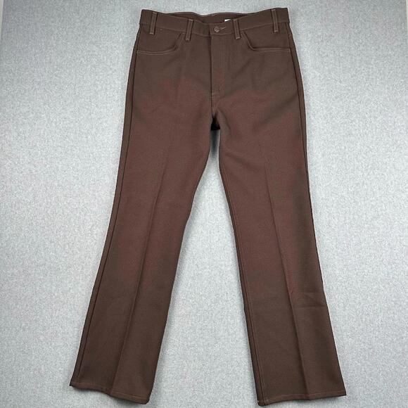 Vintage Levi's Action Slacks Brown Pleated Men's 36x32 Dress Pants 90s Boot Cut - Picture 1 of 9
